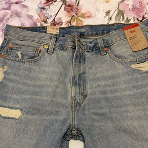 Levi's Light Wash Slim Jean Shorts with Distressed Accents